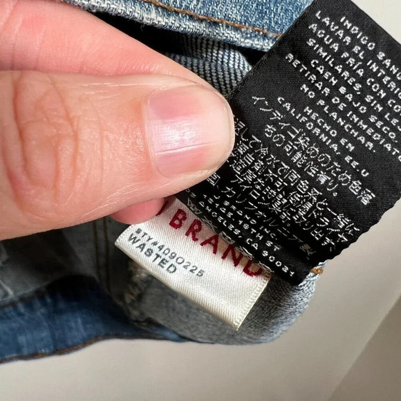 J Brand Denim Jean Jacket Womens One Size Distressed Oversized Wasted Wash Blue - Picture 10 of 10